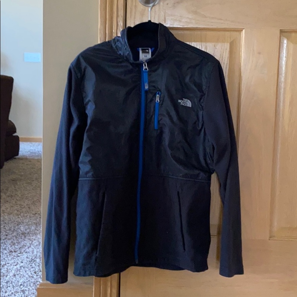 Black north face fleece jacket, boys XL 18-20